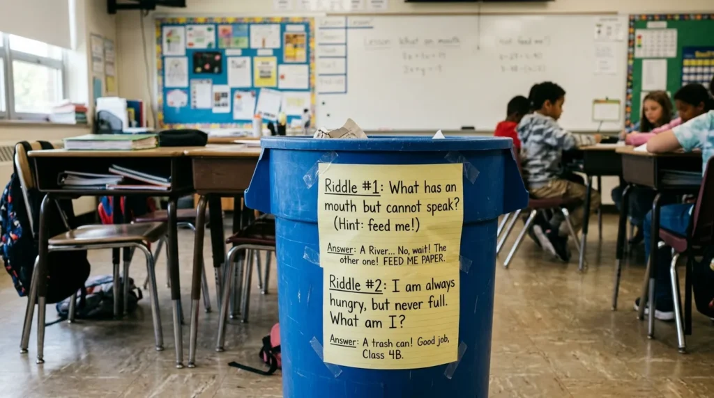 Classroom Trash Can Riddles