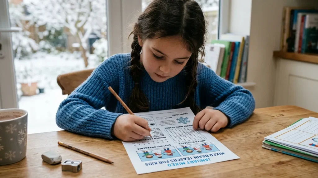 January Mixed Brain Teasers for Kids