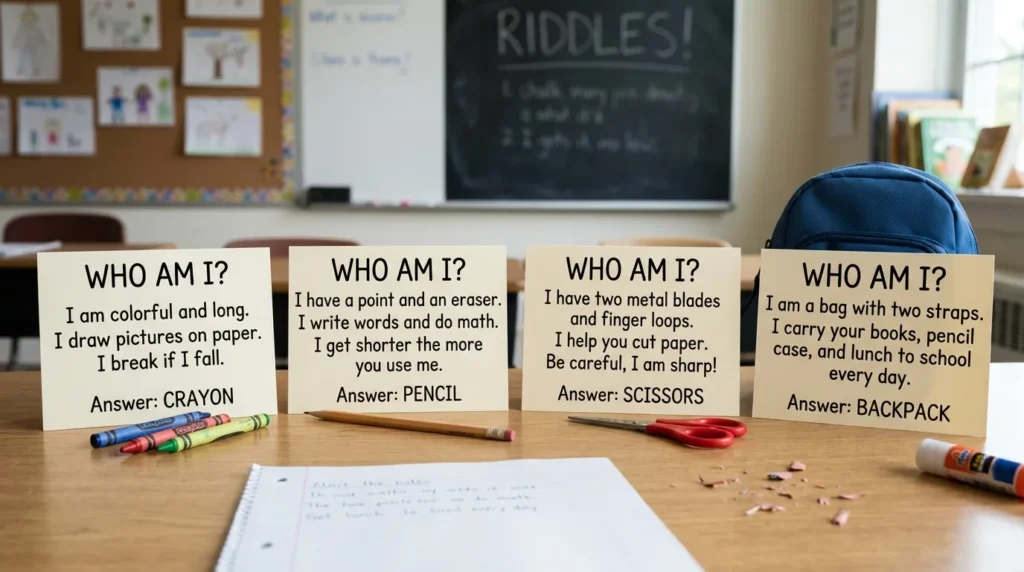 School Objects Who Am I Riddles